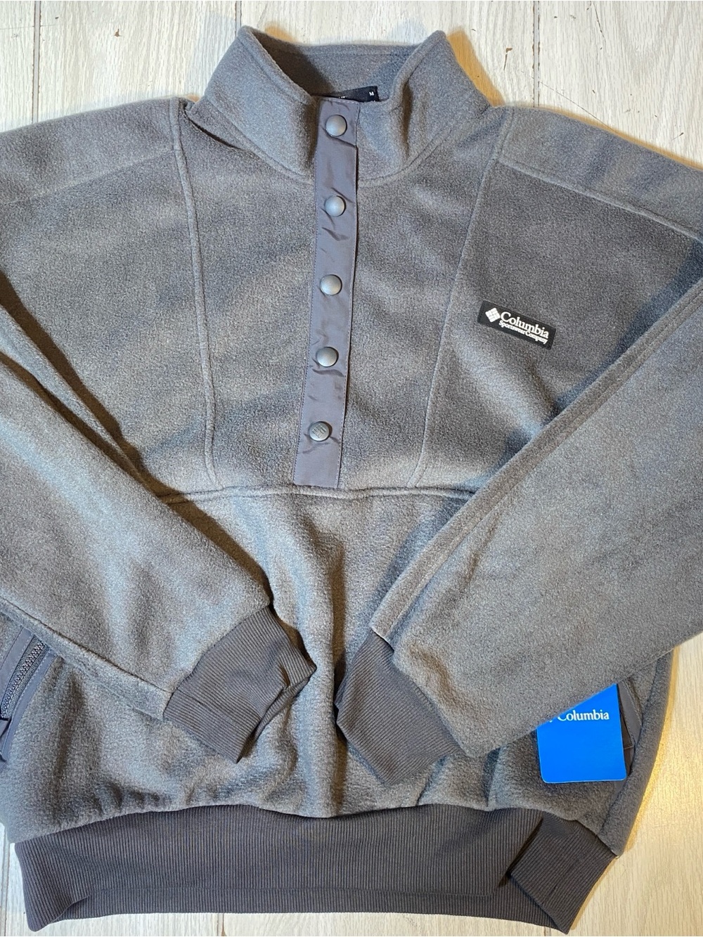 NWT Columbia Wintertrainer Fleece Pullover Gray Women's Size M Snap Neck